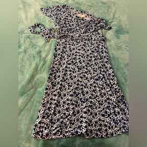 MICHAEL Michael Kors White and Blue Ruffled Tiered Sundress